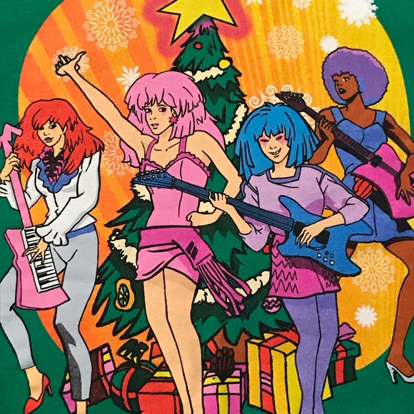 80s Tees Tops - Jem and the Holograms Christmas Sweatshirt Sz L